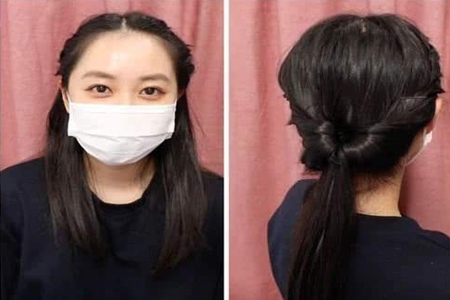 口罩专用发型，揭秘3种正确戴口罩发型，避免头发沾细菌(图3)